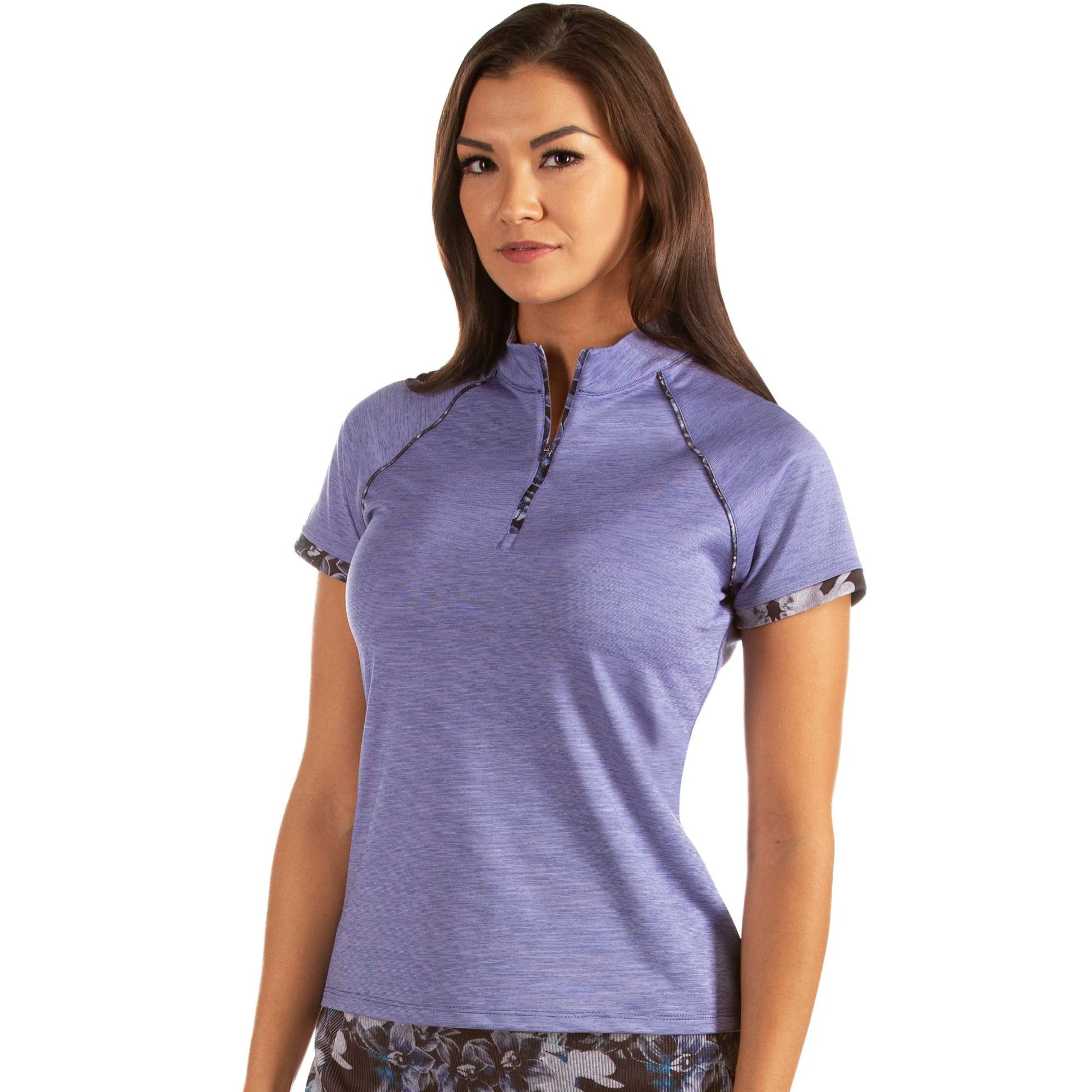 Antigua Adorn Short Sleeve Polo Passion Heather/Floral