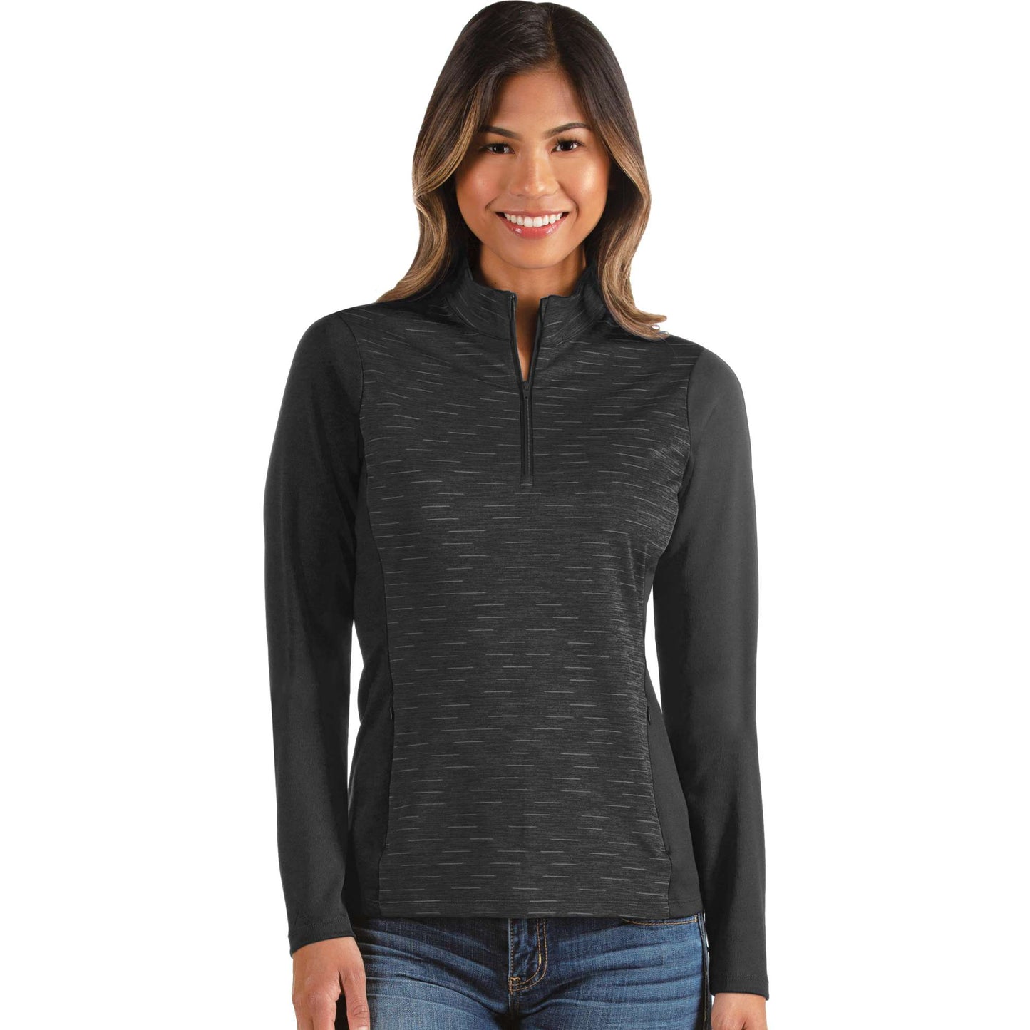 Antigua Select 1/4 Zip Pullover Black Heather Multi