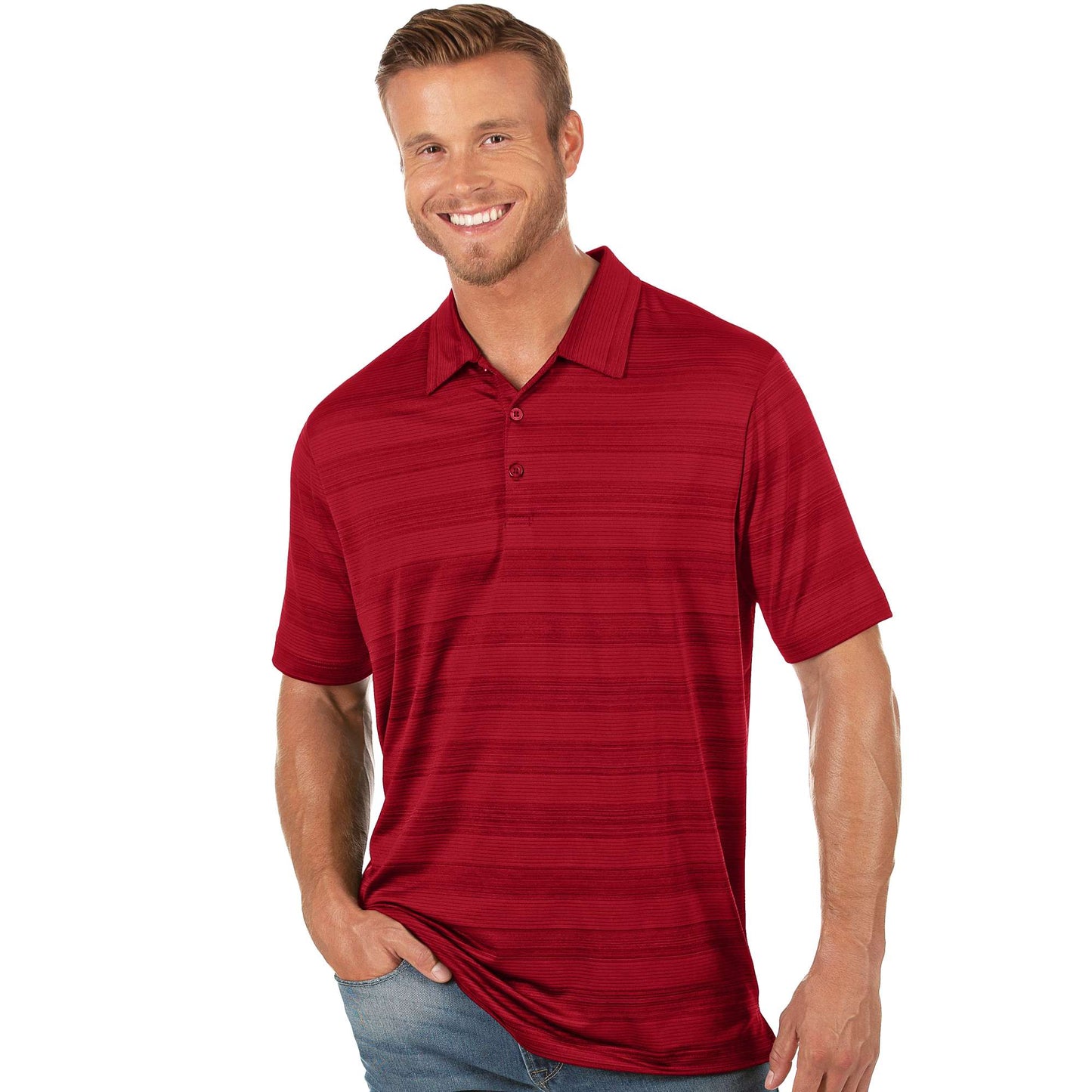 Antigua Compass Short Sleeve Polo Dark Red Multi