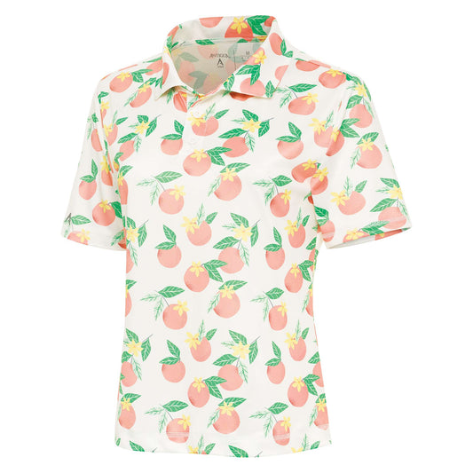 Antigua Feature Short Sleeve Polo Optic White/Pale Peach Multi