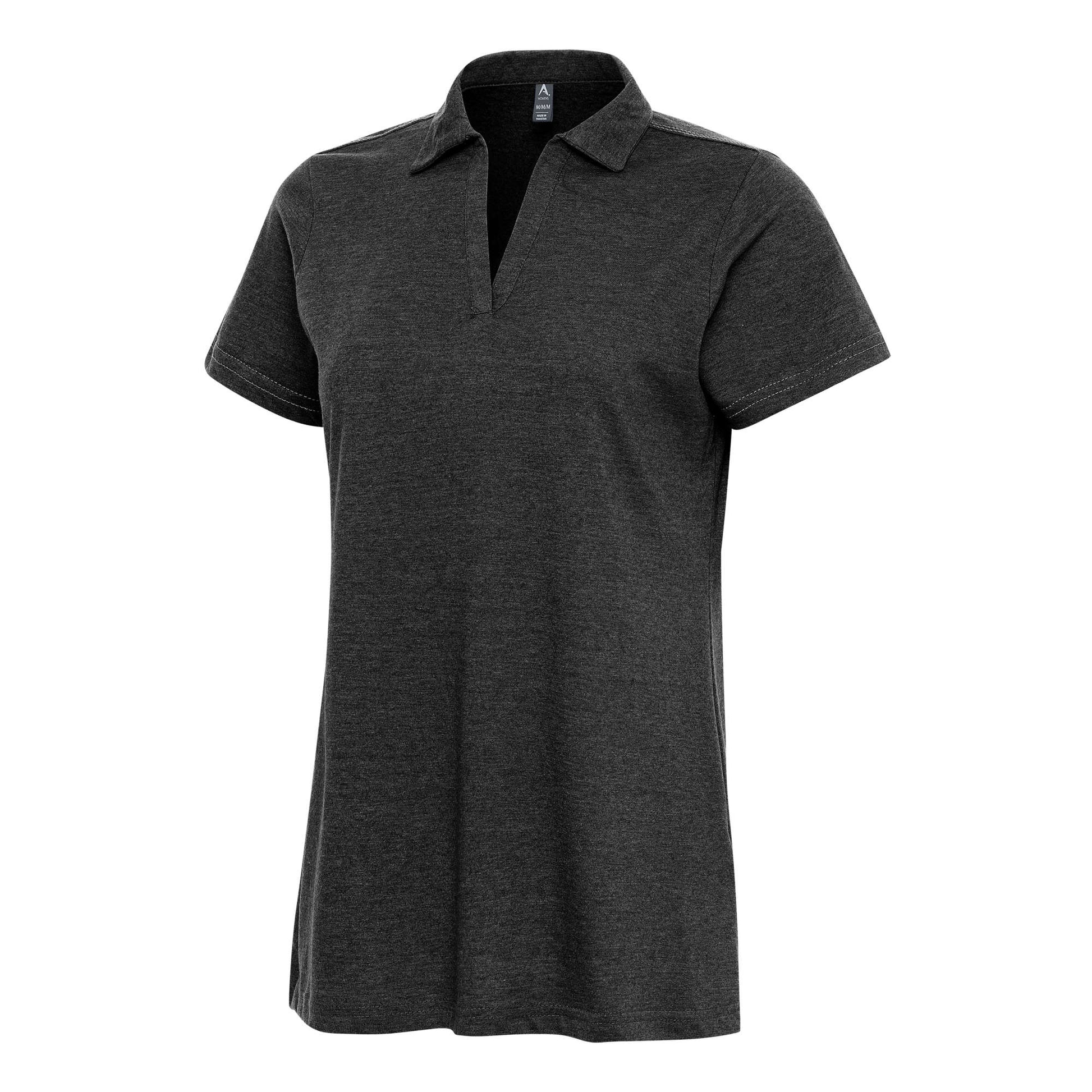 Antigua Peak Short Sleeve Polo Black Heather/Shadow