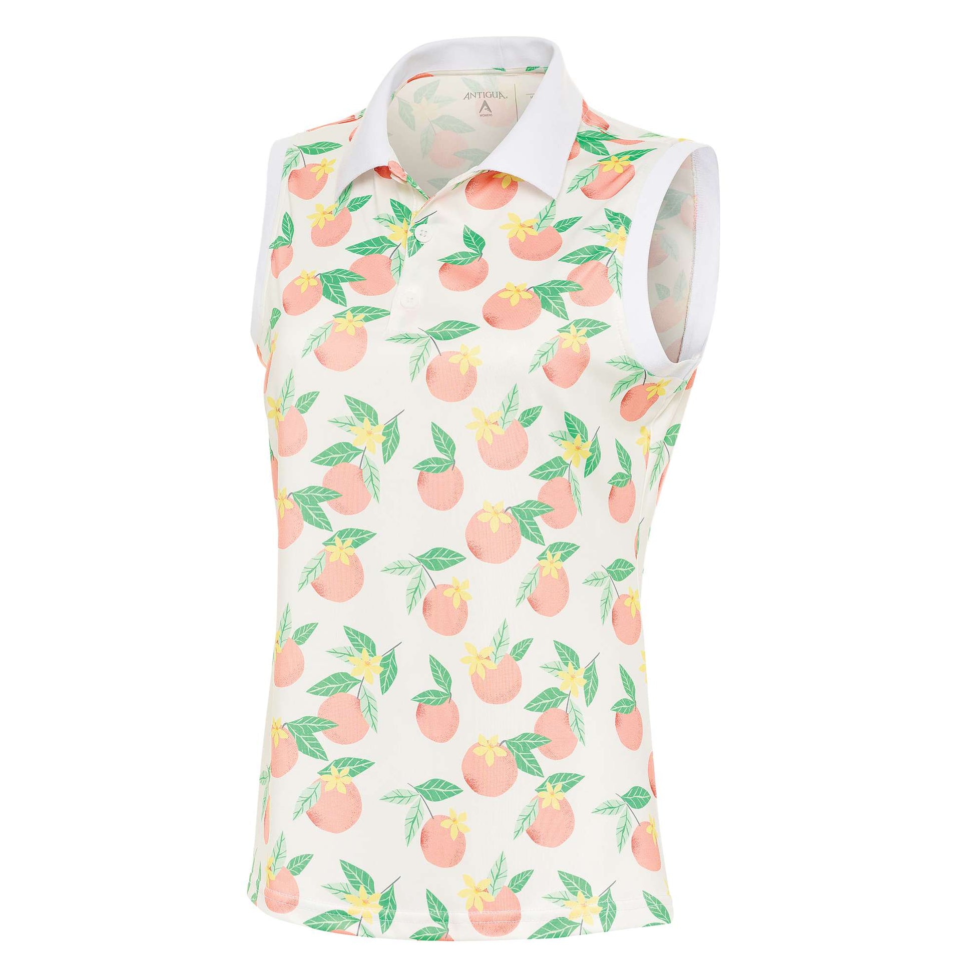 Antigua Approach Sleeveless Polo Optic White/Pale Peach Multi