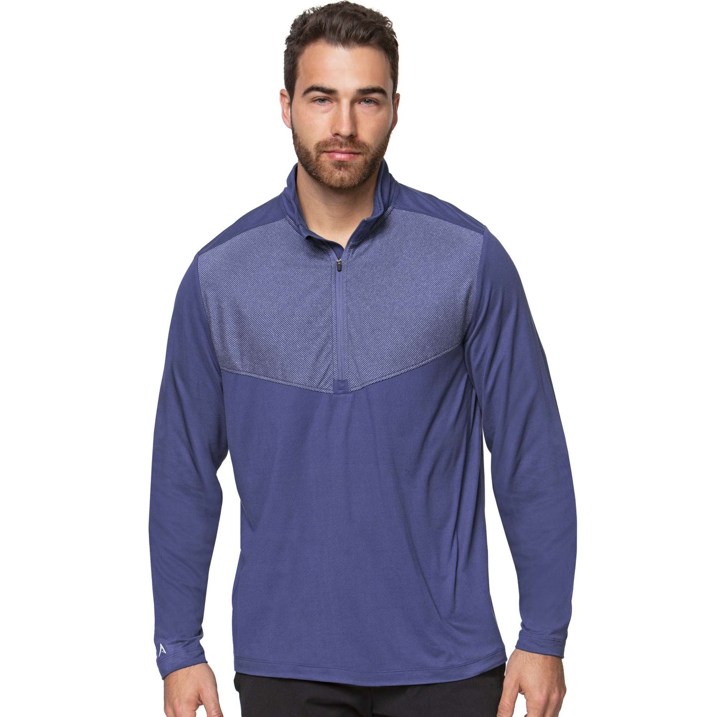 Antigua Tilt 1/4 Zip Pullover Crown Blue/Grey Heather