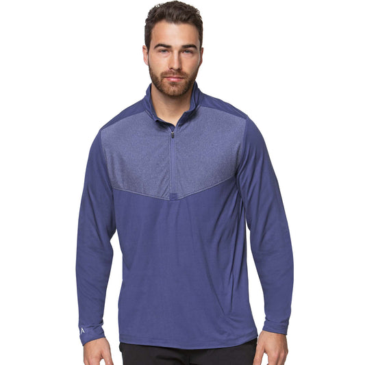 Antigua Tilt 1/4 Zip Pullover Crown Blue/Grey Heather