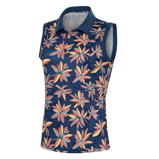 Antigua Approach Sleeveless Polo Slate Blue/Banana Multi