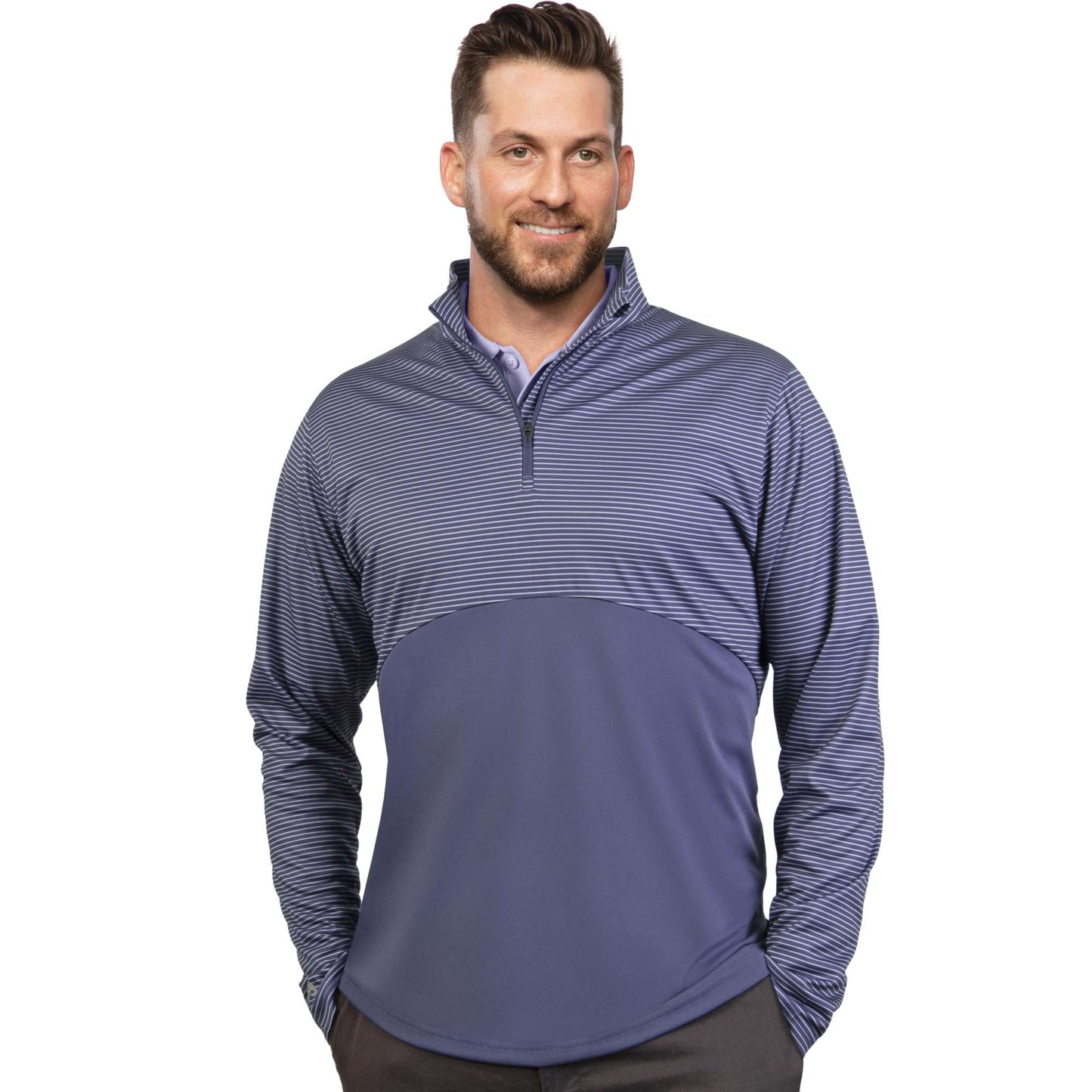 Antigua Judgement 1/4 Zip Pullover Crown Blue Multi