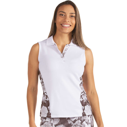 Antigua Darling Sleeveless Polo White/Black Floral