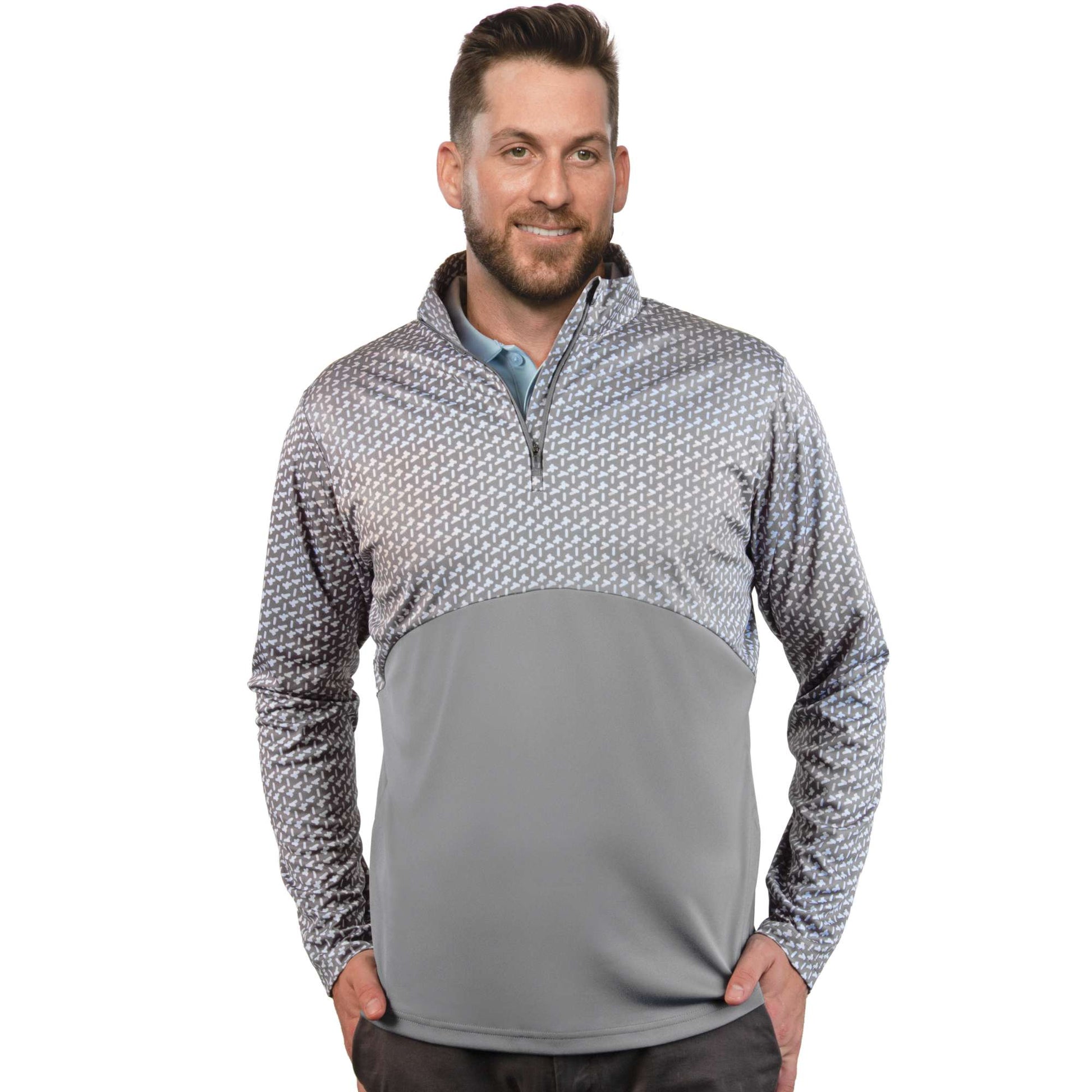 Antigua Judgement 1/4 Zip Pullover Steel Multi