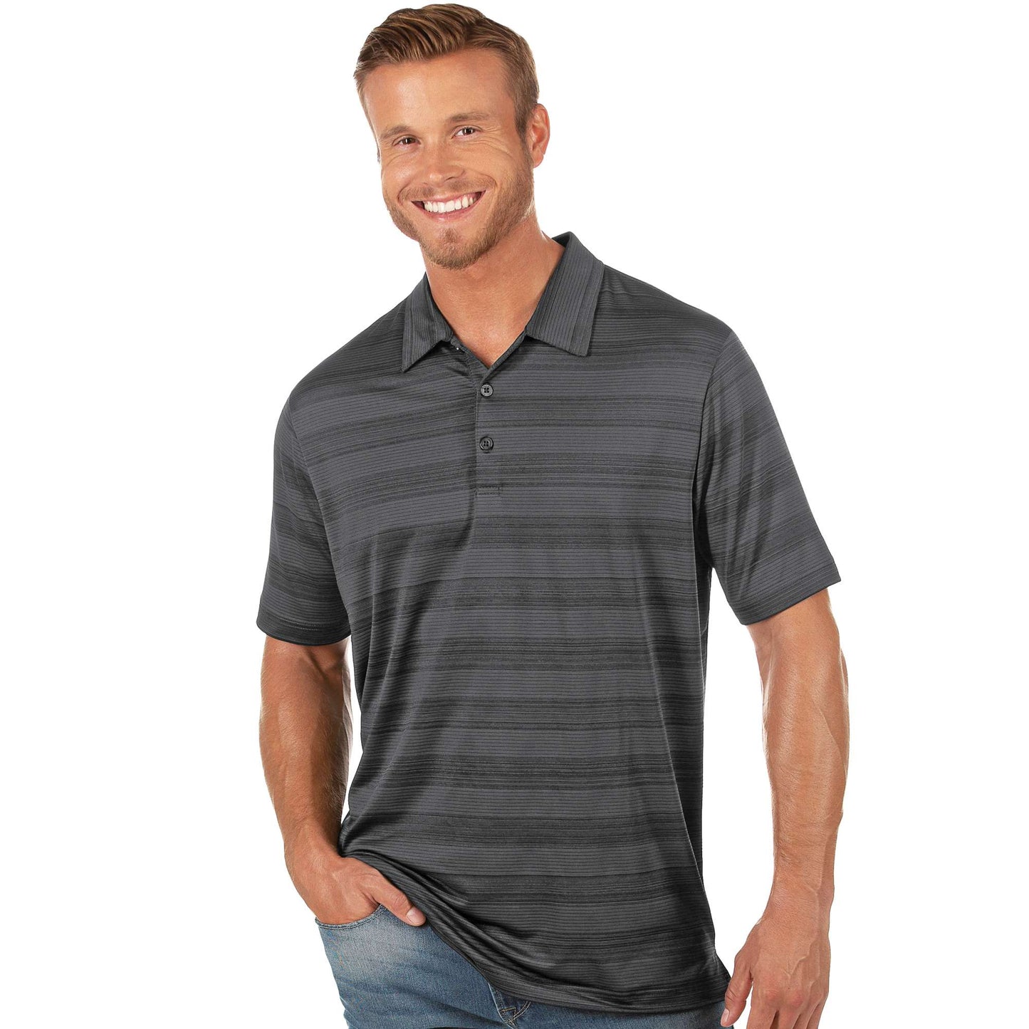 Antigua Compass Short Sleeve Polo Carbon Multi