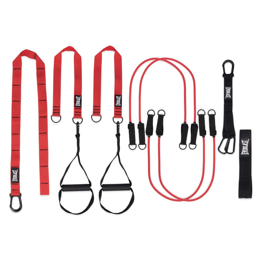 Everlast Body Weight Suspension Trainer With 4 Resistance Tubings Black/Red