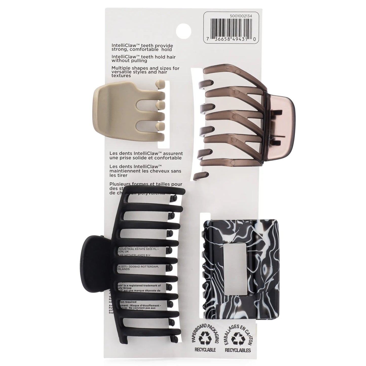 Wet Brush Fashion Claw Clip Black Swirl